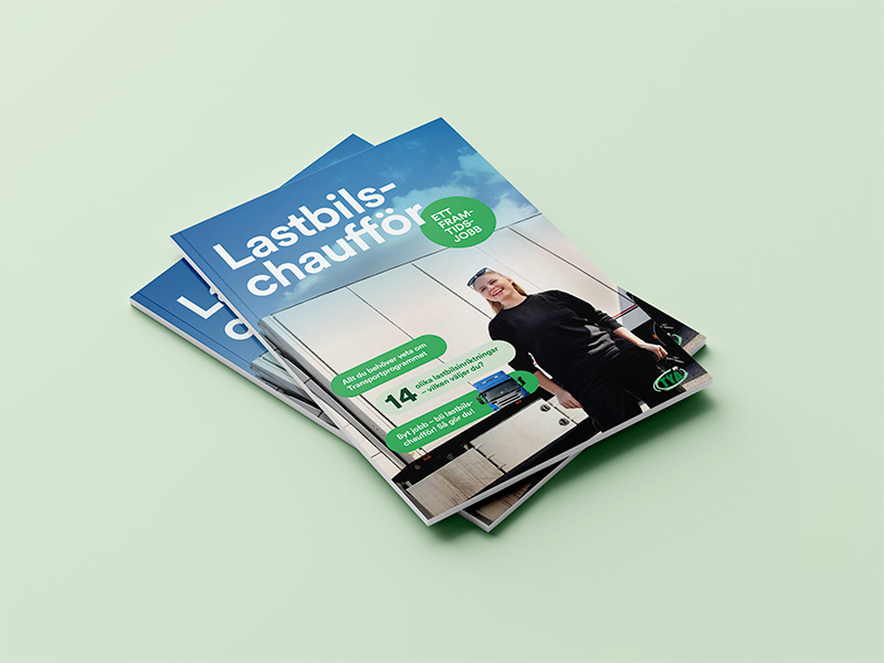 Framsida på broschyr Bli lastbilschaufför.