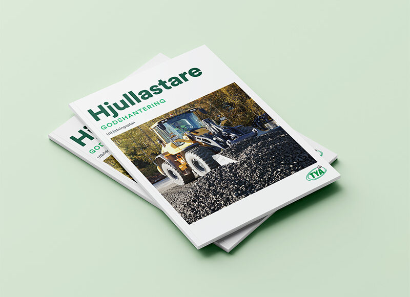 Framsida på broschyr hjullastare godshantering